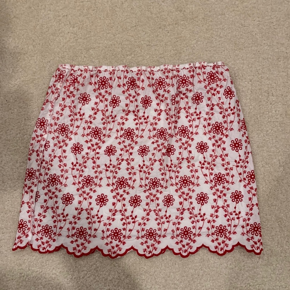 Flowered red and white jcrew skirt xsmall